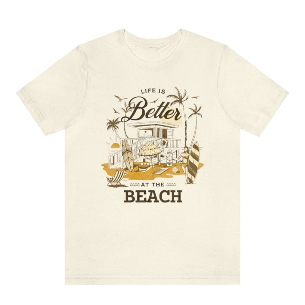 Life Is Better At The Beach T-Shirt, Retro Vibe Beach Shirt, Surfer Vibe T-Shirt - Picture 2 of 4